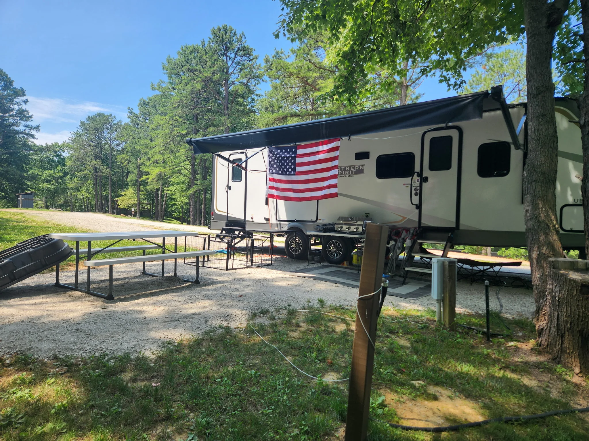 Overview of Palmerosa Campground located in the Hocking Hills with wooded surroundings