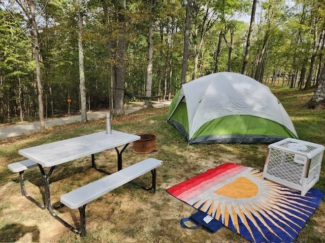 Private tent campsite at Palmerosa Campground near Hocking Hills State Park